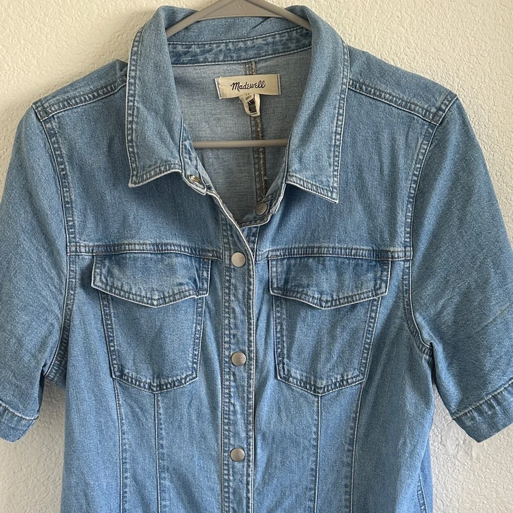 Madewell Light Blue Button Up Denim Dress - Picture 3 of 3